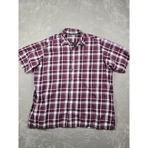 Game Guard Button Up Shirt Mens 3X Maroon Plaid Short Sleeve Vented Outdoors
